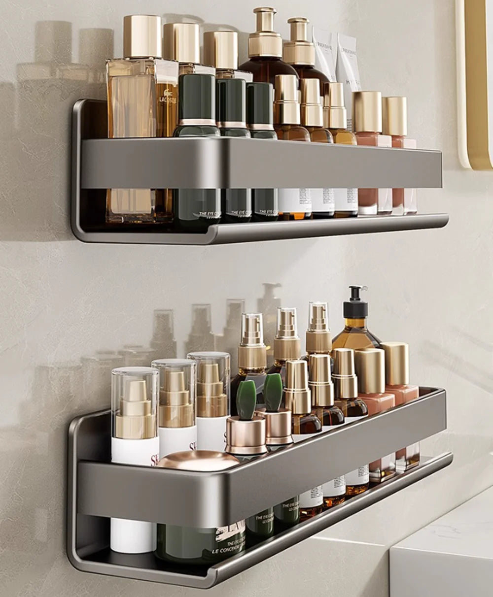 No-Drill Bathroom Shelf - Wall Mount Makeup & Shampoo Storage Rack for Kitchen & Bathroom, Everstock