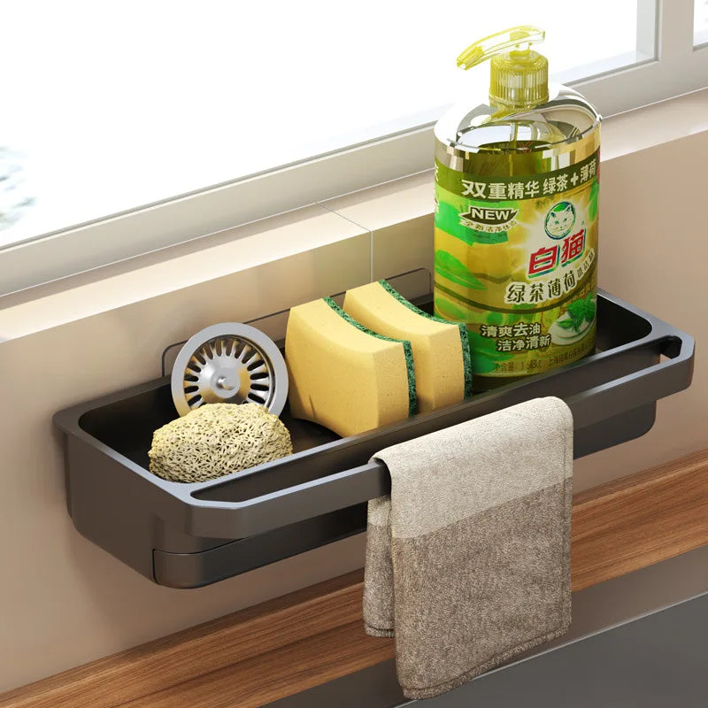 Sink Sponge Holder Organizer - Self-Draining Rack for Dishcloths, Soap & Scrub Brushes, Kitchen Sink Storage, Everstock