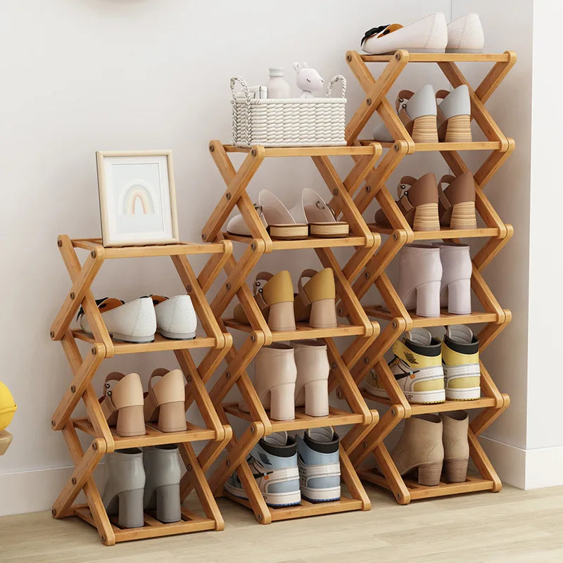 Installation-Free Bamboo Shoe Rack - Multi-Tier Wooden Shoe Shelf for Living Room, Hallway and Bedroom, Everstock