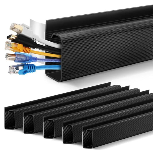 Desk Cable Tray - PVC Under-Desk Cord Raceway Channel with Adhesive Fixing, No Drilling, for Home Office, Everstock