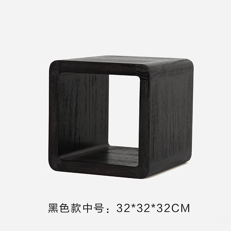 Stackable Wooden Storage Ottoman - Solid Paulownia Round Stool with Hidden Compartment for Living Room, Everstock