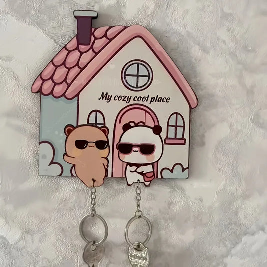 Magnetic Cartoon Key Holder - Panda Character Key Hanger for Fridge Doors, Metal Cabinets and Entryways, Everstock