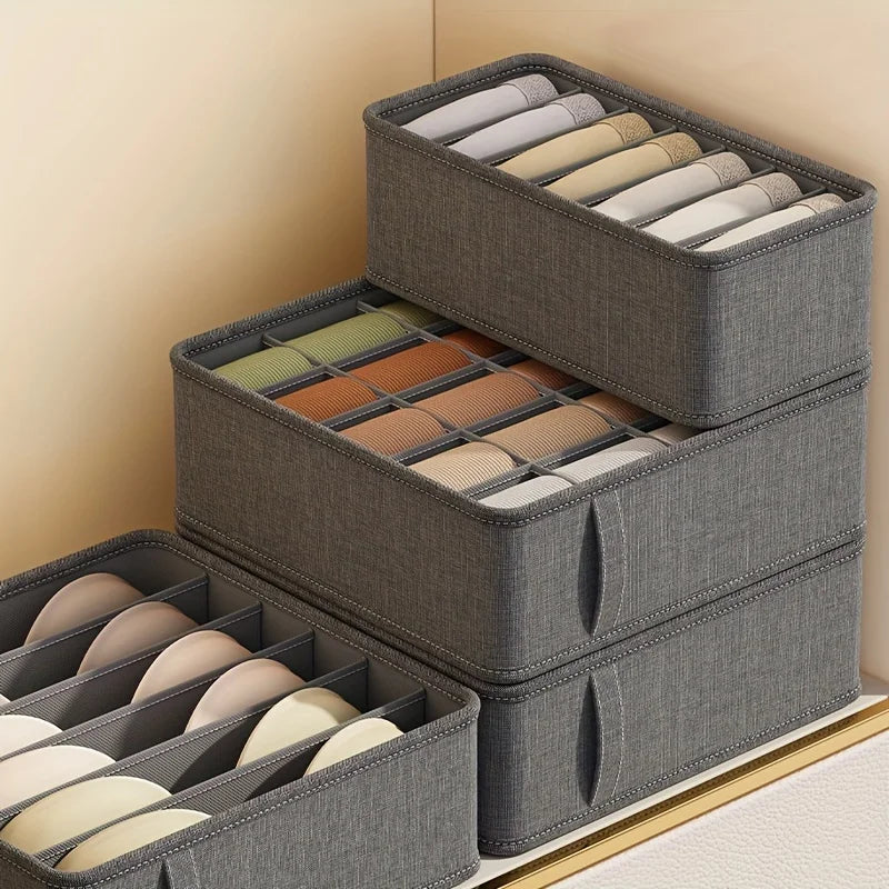 Underwear Drawer Organizer - Foldable Cloth Storage Box for Socks, Bras, Belts & Ties, Bedroom Wardrobe, Everstock