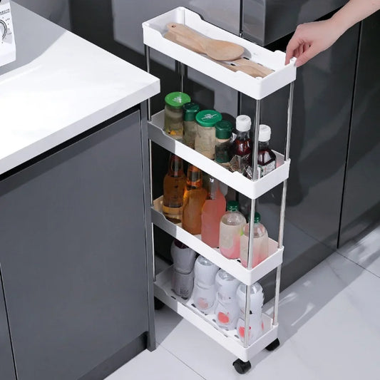 Slim Storage Cart - 3 to 4 Tier Rolling Cart on Wheels for Narrow Bathroom and Kitchen Gaps, Everstock