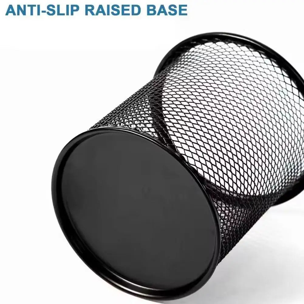 Mesh Desk Organizer with 4 Compartments - Powder-Coated Black Metal Caddy, 8.27 x 4.33 x 3.94 in, for Desktops, Everstock