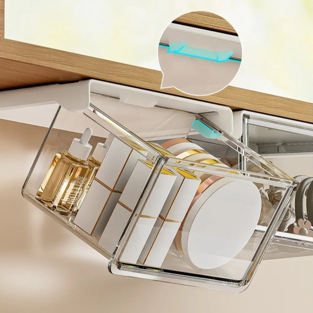 Wall-Mounted Cosmetic Storage Box - No-Drill Drawer-Style Organizer, 2-Piece Set, Everstock