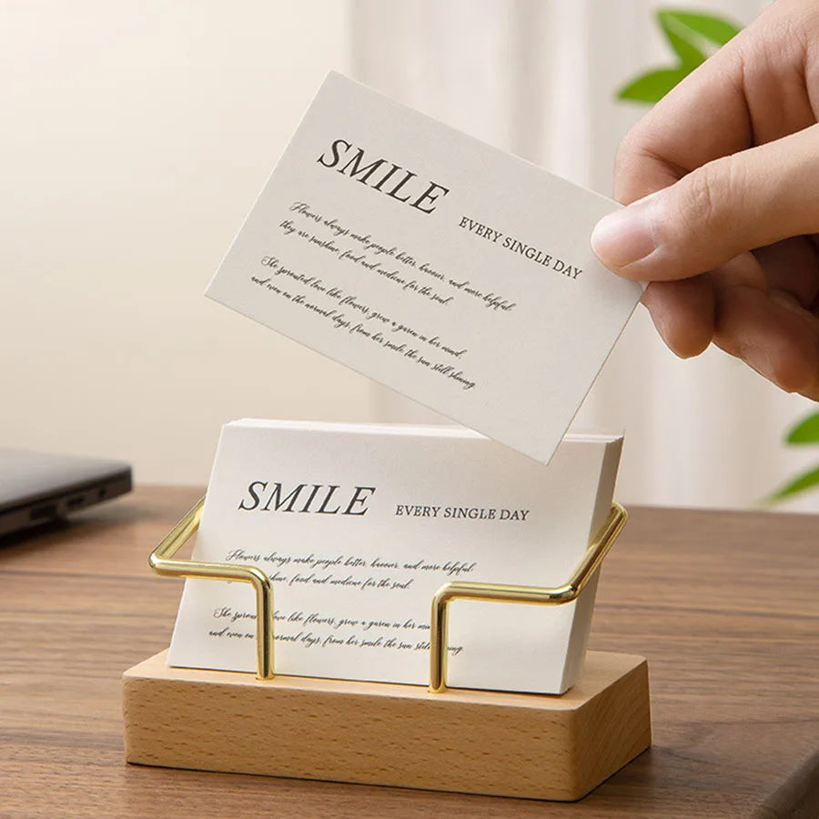 Wooden Business Card Holder - Desktop Display Stand for Office & Reception Counter, Everstock