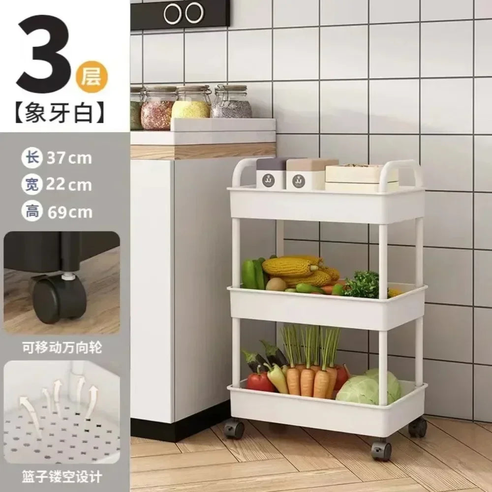 Multi-Layer Rolling Storage Cart - Mobile Trolley Rack for Bathroom, Kitchen & Bedroom Floor Storage, Everstock