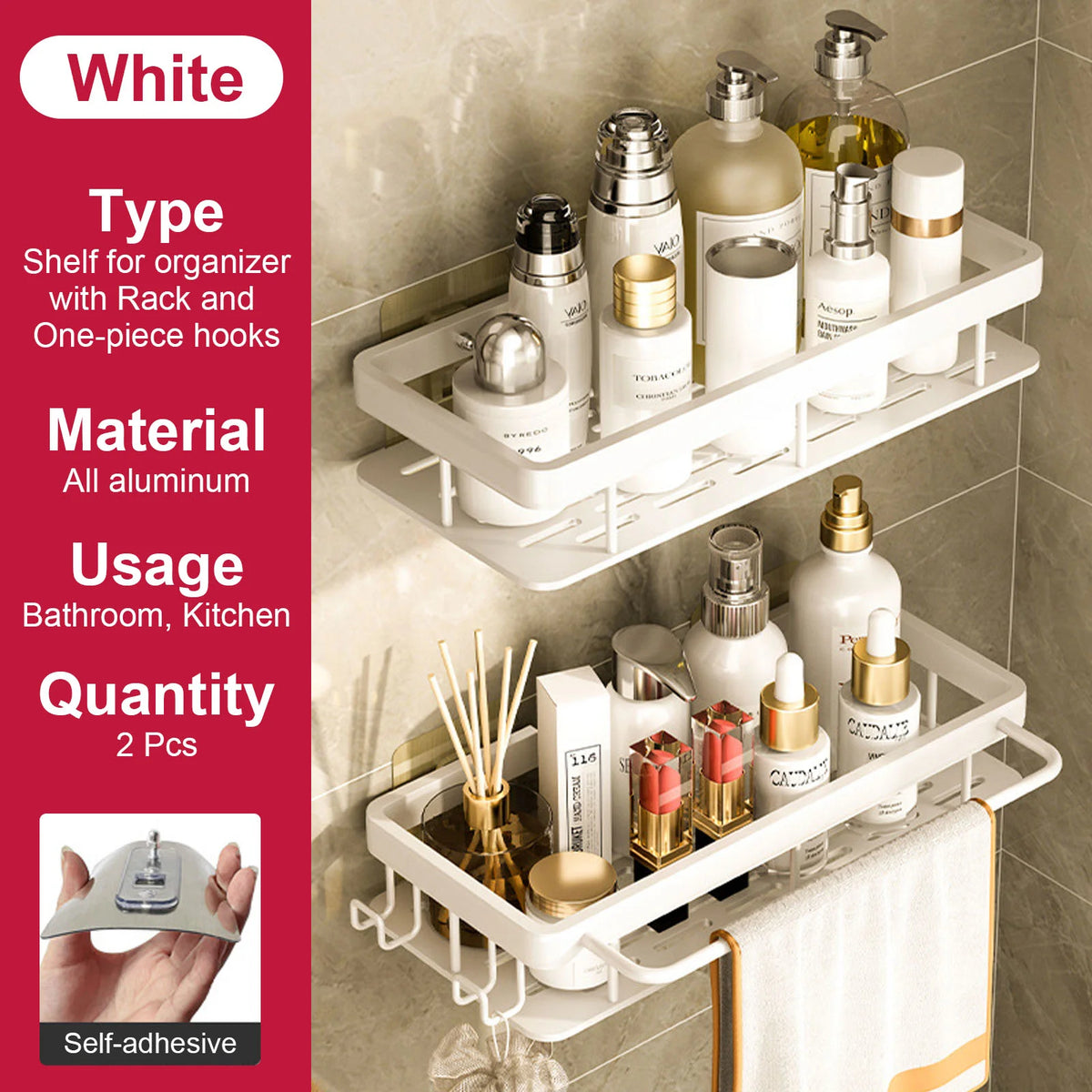 Stainless Steel Shower Rack - Anti-Rust Suction Cup Storage Organizer for Bathroom, Everstock