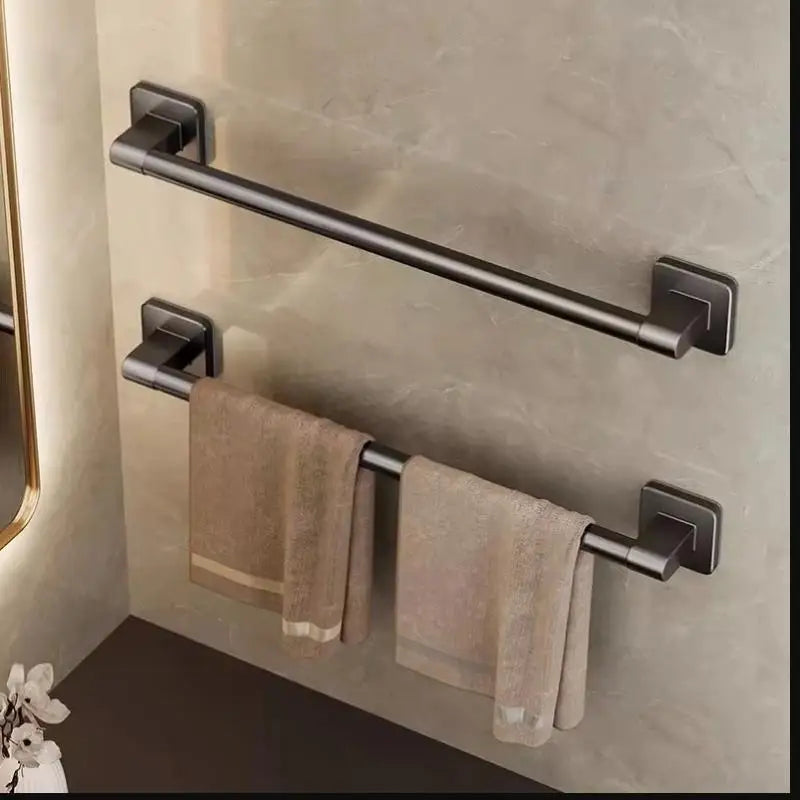 Two-Tier Towel Rack - Wall-Mounted Punch-Free Storage Shelf & Holder Bar for Bathroom, Everstock
