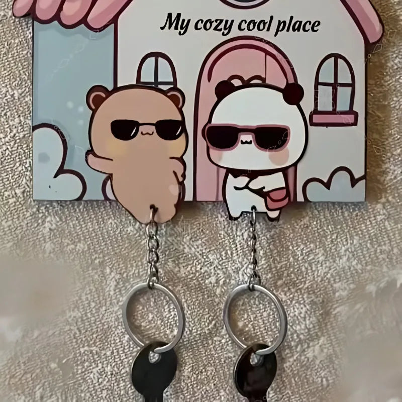 Magnetic Cartoon Key Holder - Panda Character Key Hanger for Fridge Doors, Metal Cabinets and Entryways, Everstock