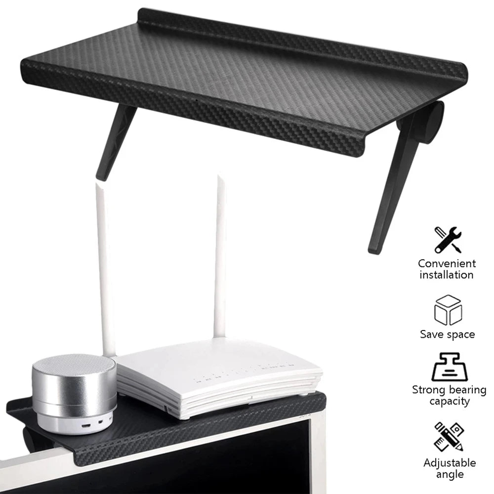 TV & Monitor Top Storage Shelf - Adjustable Rack for Router, Remote & Desktop Display Setups, Everstock