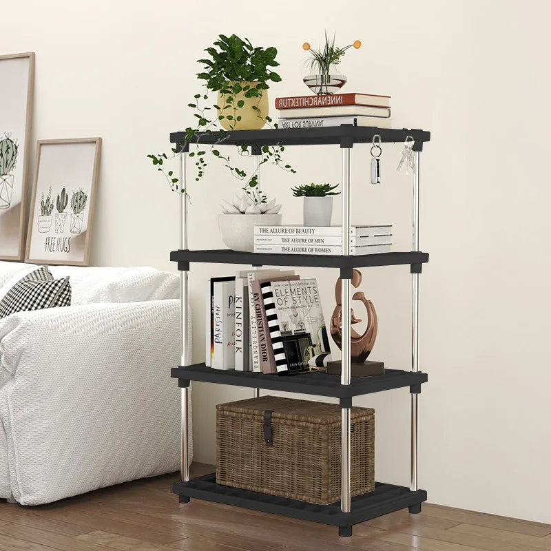 Multi-Tier Storage Rack - Free-Standing Plastic Shelf Unit with Open Tiers for Bathroom, Kitchen & Bedroom, Everstock