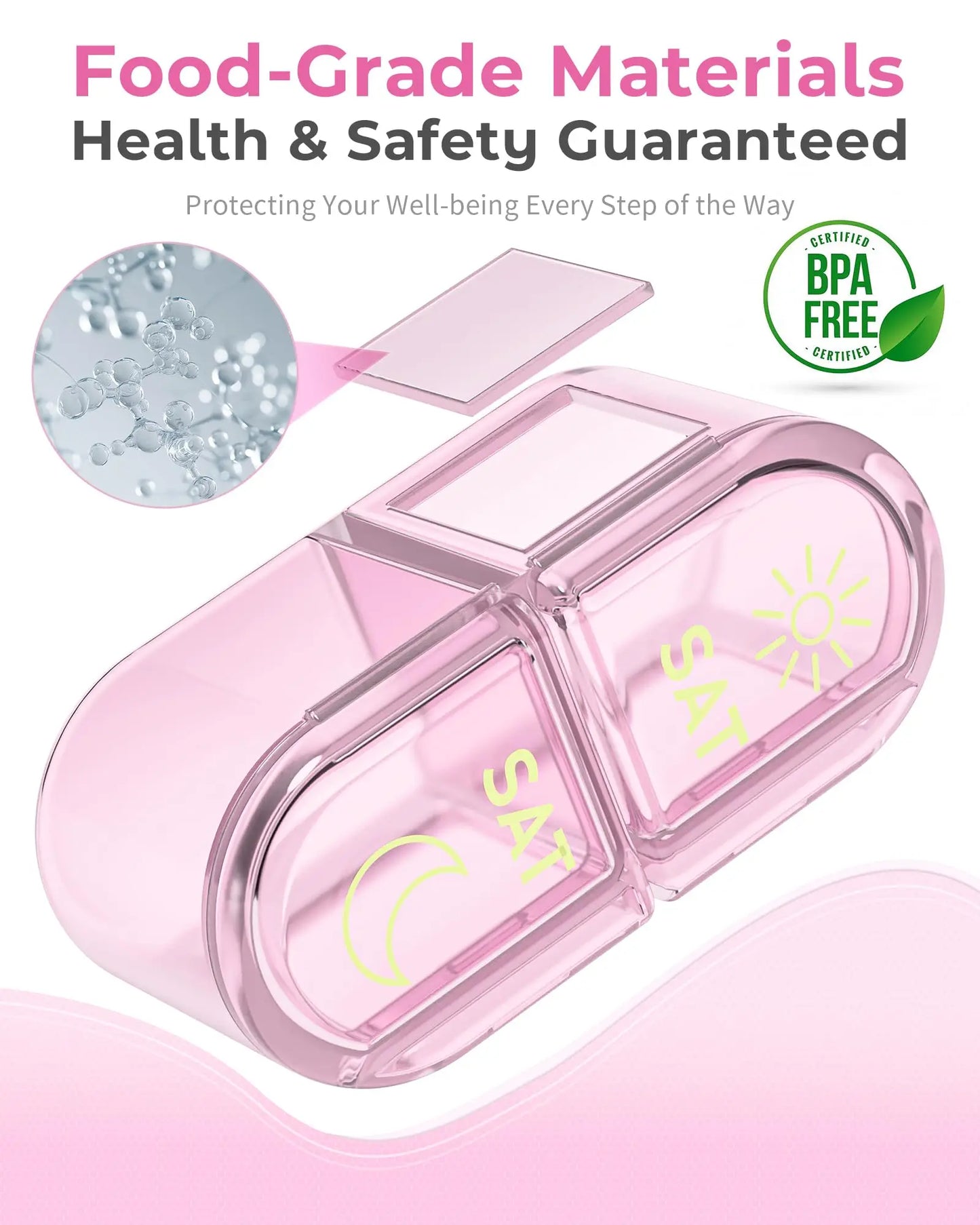 7-Day Pill Storage Case - AM & PM Weekly Organizer Box for Travel & Daily Use, Everstock