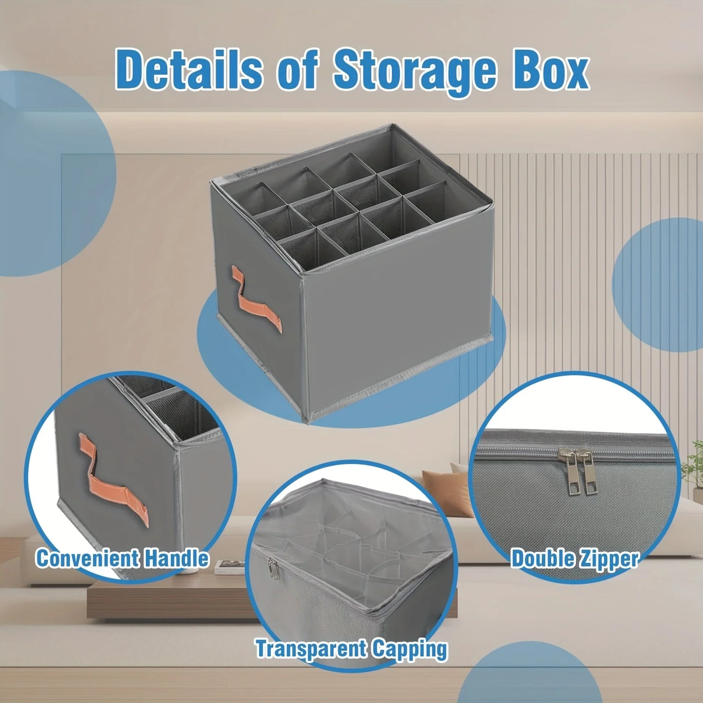 Foldable Oxford Fabric Shoe Storage Box - Closet Organizer for Sneakers & Sandals, Everstock