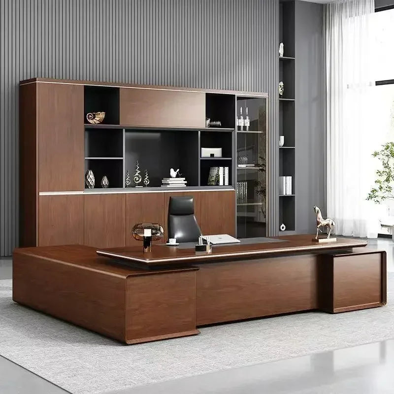 L Shape Luxury Organizer Computer table With Storage standing Gaming Work executive office desk with drawers Office Furniture