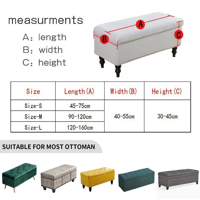 Stretch Storage Ottoman Cover Foldable Bed Footstool Covers Rectangular Bench Stool Furniture Protector Sofa Footrest Slipcovers