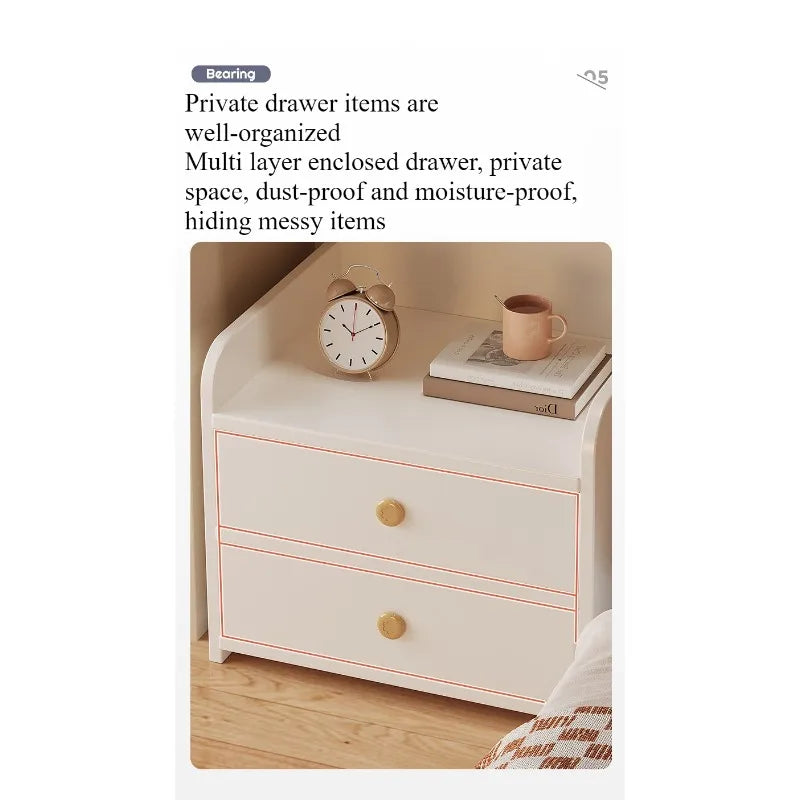 Bedside Storage Cabinet - Wooden Nightstand with Enclosed Compartment for Small and Rental Bedrooms, Everstock
