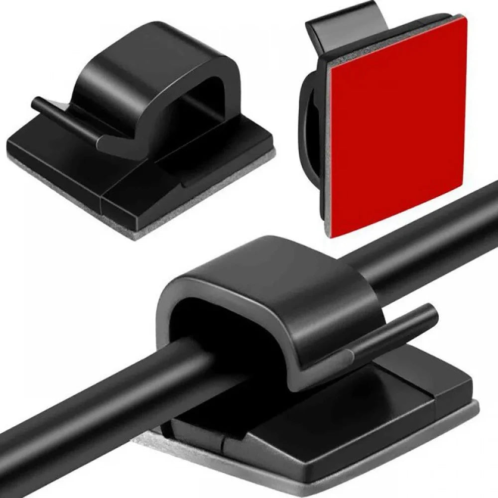 Cable Management Clips - Self-Adhesive Cord Holders and Wire Clamps for Desk Edge, Wall and Under-Desk Runs, Everstock