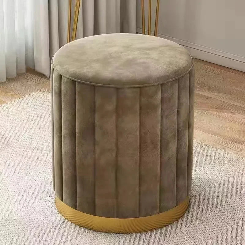 Round Storage Ottoman Stool - Cushioned Metal-Framed Vanity Seat with Hidden Storage for Bedroom Dressing Table, Everstock