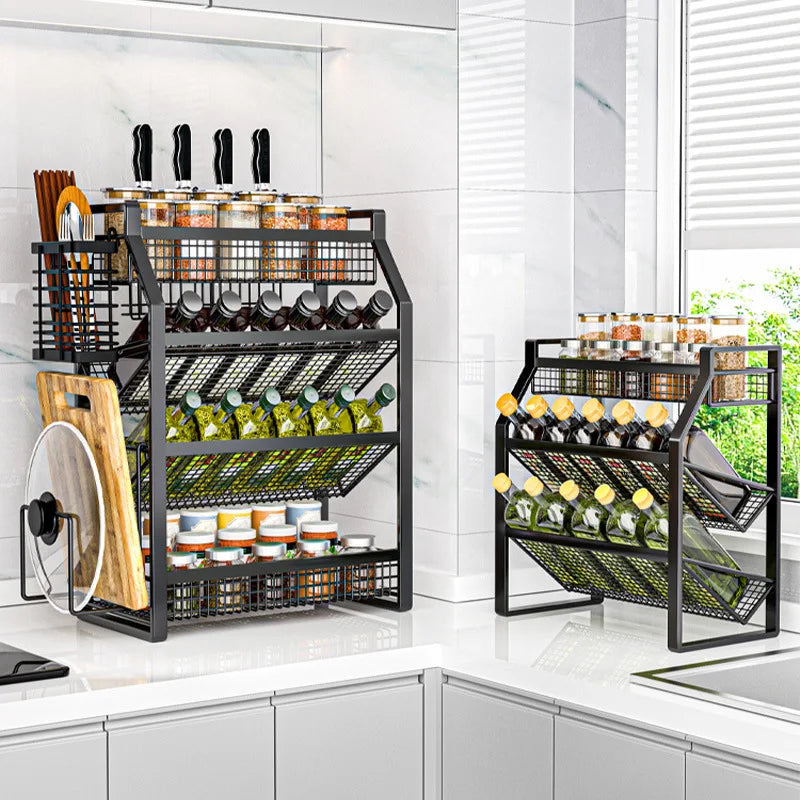 Spice Rack Drawer Organizer - Multi-Tier Metal Basket Shelf for Countertop, Pantry & Under-Sink Storage, Everstock