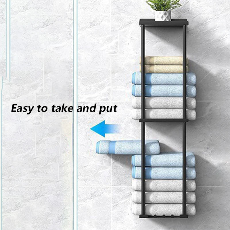 Metal 3-Tier Wall Shelf - Multifunctional Towel Holder Rack for Bathroom Organization, Everstock