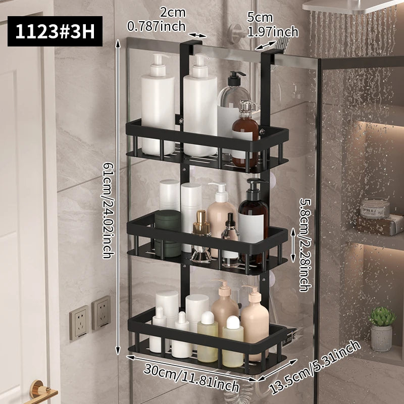 Door-Mounted Shower Storage Rack - Wall Mounted Shower Gel & Supplies Organizer for Bathroom, Everstock