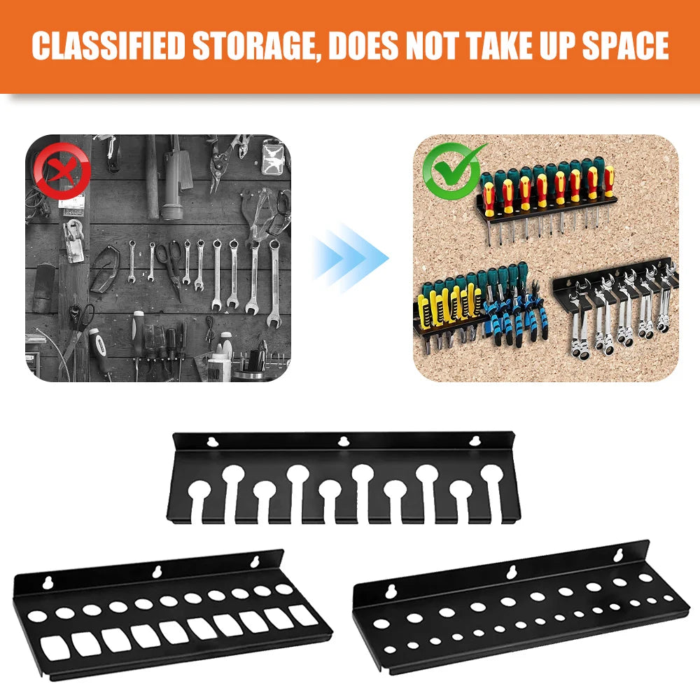 Wall-Mounted Tool Organizer - Screwdriver, Plier & Wrench Hanger for Garage & Workshop, Everstock