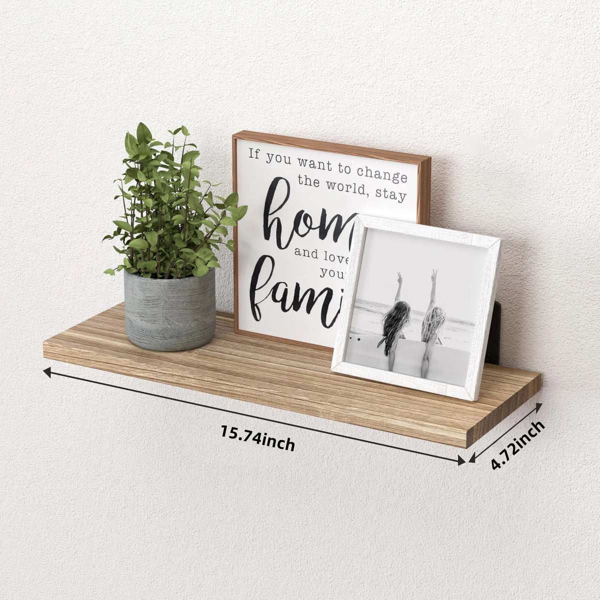 Farmhouse Wood Floating Shelves Set of 2 - Wall-Mounted Bookshelf Ledges for Living Room and Bedroom, Everstock