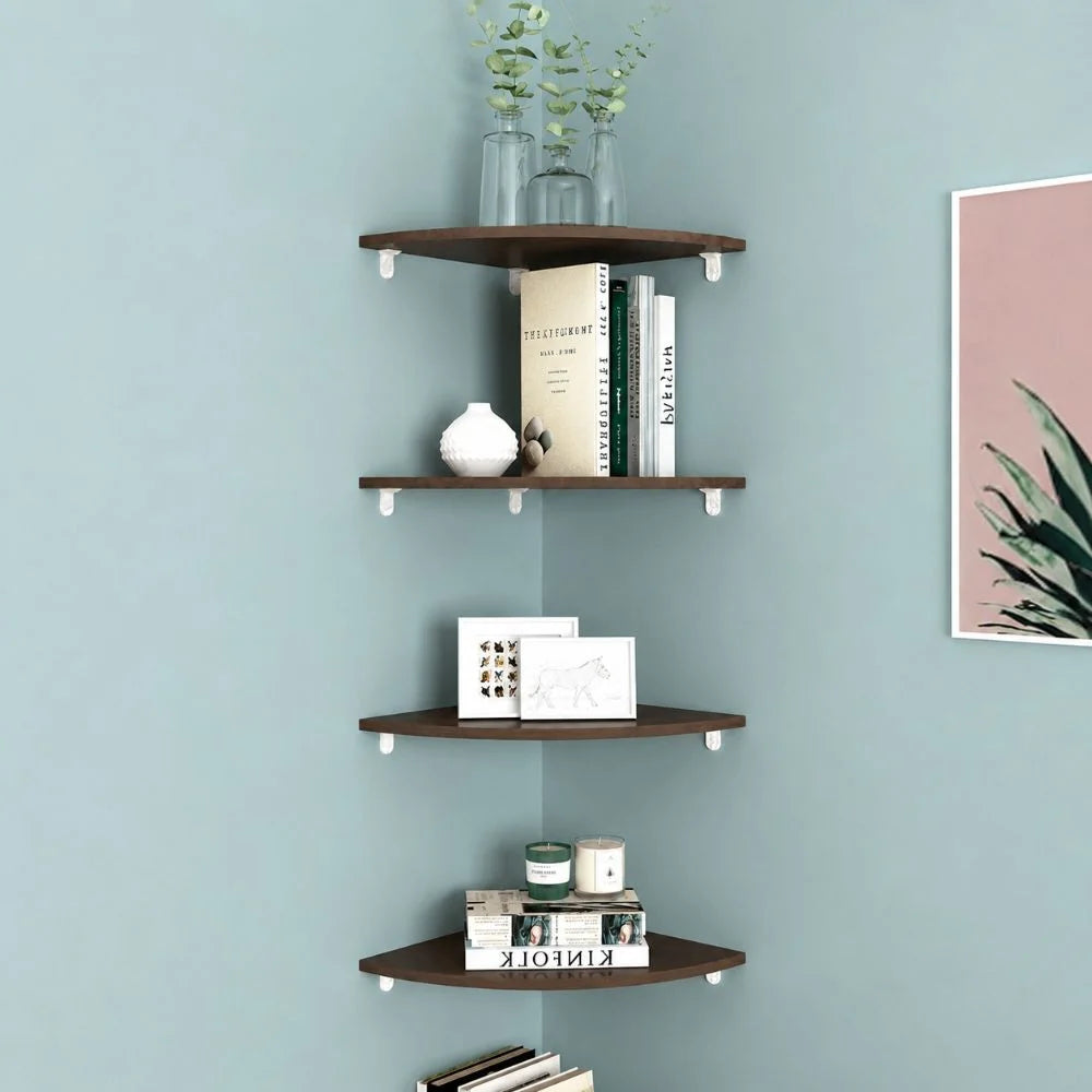 Corner Shelf Wall Mount - Waterproof PVC Quarter-Circle Floating Shelf for Bathroom & Kitchen, Everstock