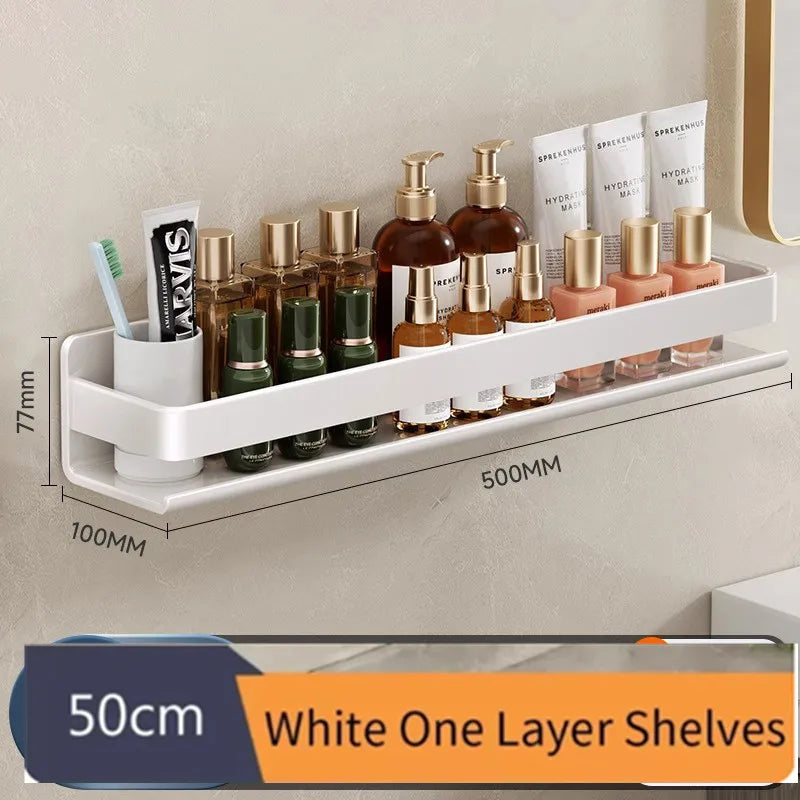 No-Drill Bathroom Shelf - Wall Mount Makeup & Shampoo Storage Rack for Kitchen & Bathroom, Everstock