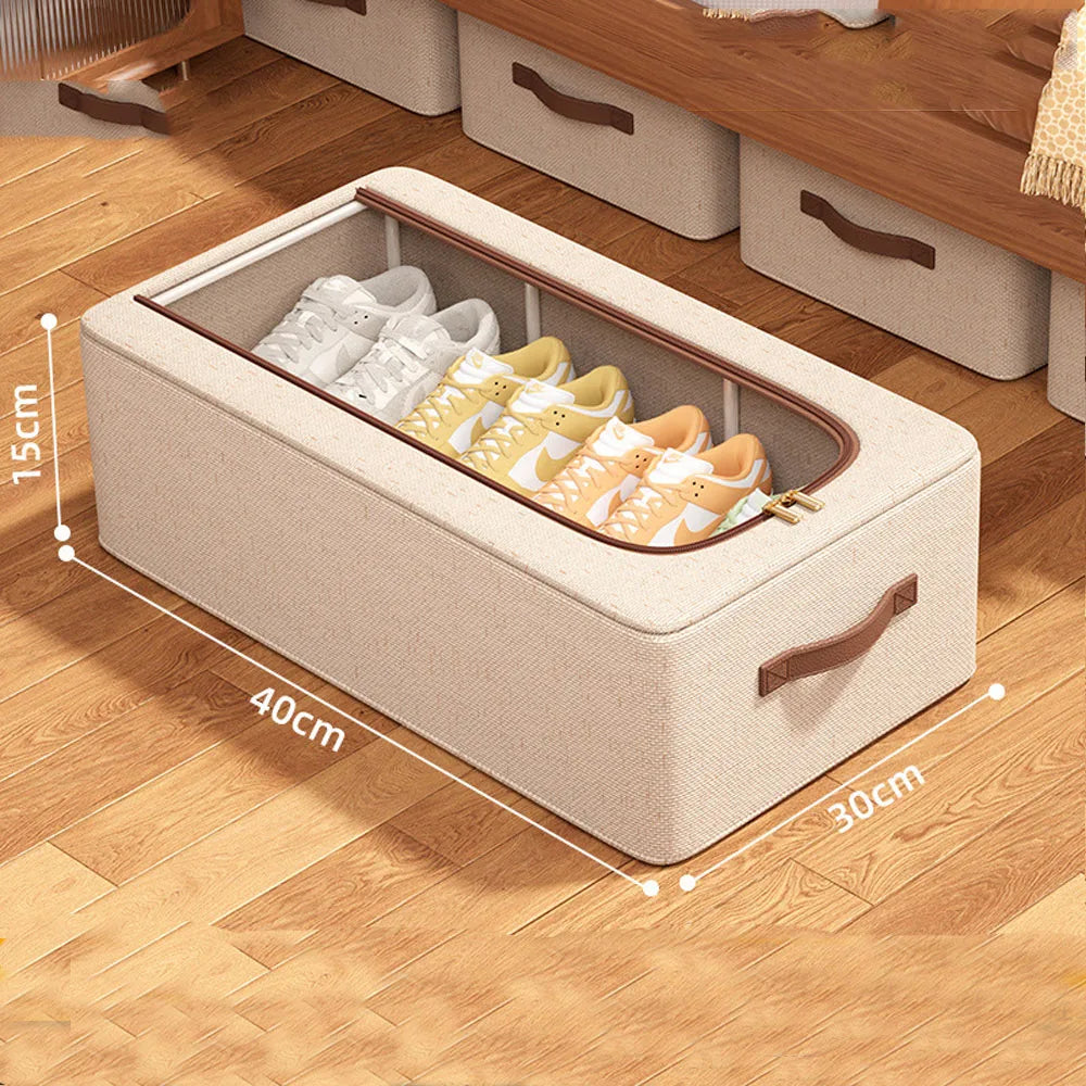 Foldable Shoe & Hat Storage Bins - Stackable Under-Bed Organizer for Closet Clothes Storage, Everstock