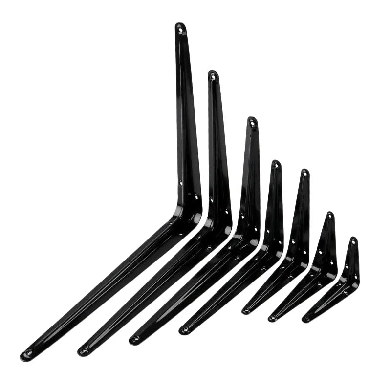Black Shelf Brackets - Cold-Rolled Steel L-Brackets in 6, 8, 10 and 12 Inch for Wood Board Shelves, Everstock