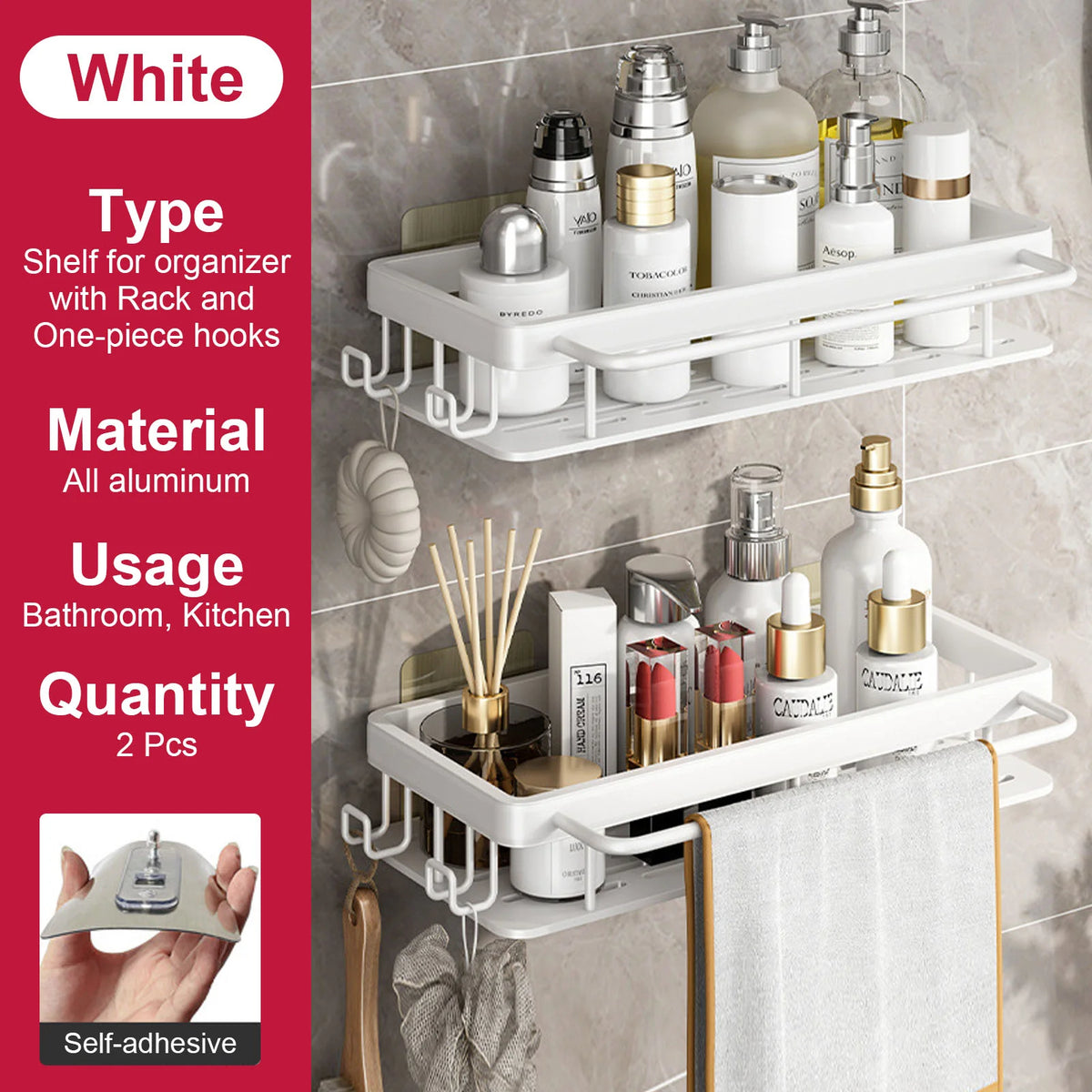 Stainless Steel Shower Rack - Anti-Rust Suction Cup Storage Organizer for Bathroom, Everstock