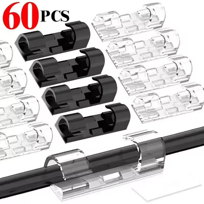Self-Adhesive Cable Clips - ABS Cord Holders in 20-Piece and 16-Piece Sets for Desk, Home and Car, Everstock