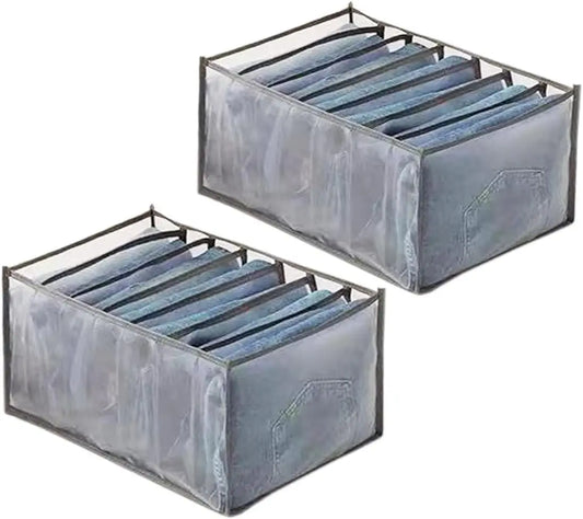 Wardrobe Clothes Organizer with 7 Grids - Washable Foldable Mesh Drawer Box for Underwear, Socks & Scarves, Everstock