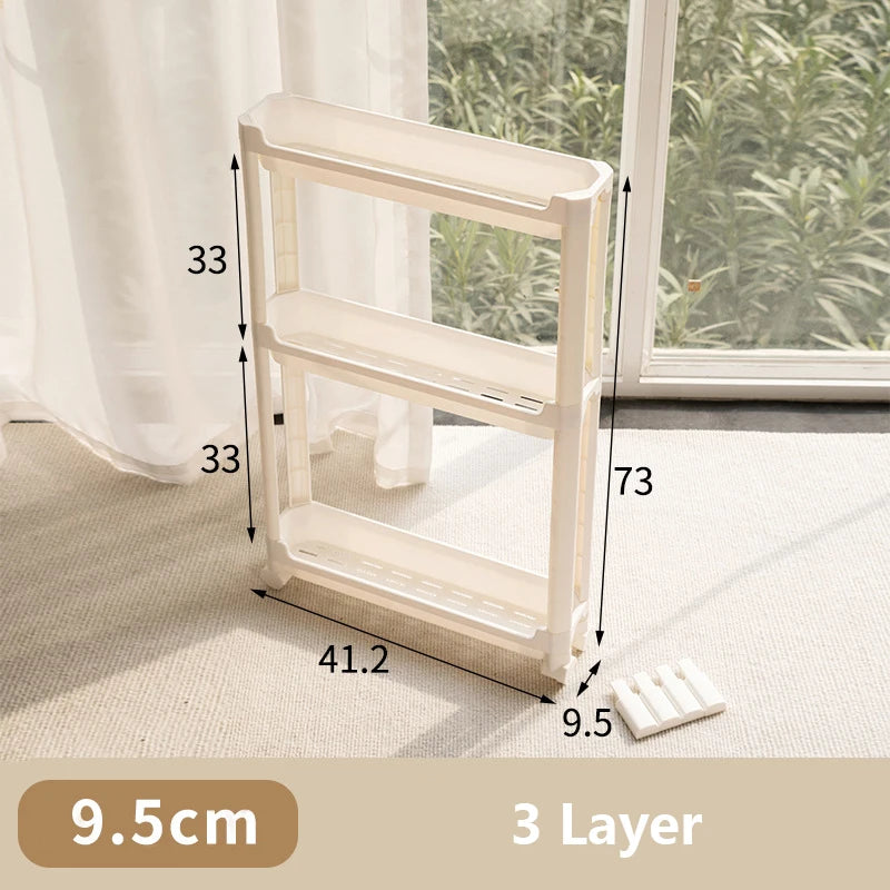 Behind-the-Door Storage Cabinet - Multi-Layer Narrow Rolling Trolley Rack for Bathroom & Kitchen, Everstock