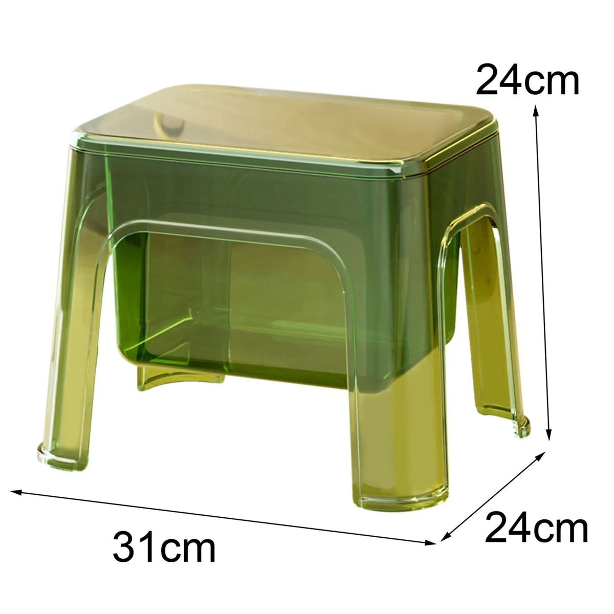 Step Stool Storage Ottoman - Clear PETG Footstool with Under-Seat Storage, 31 x 24 x 24cm for Home and Laundry, Everstock