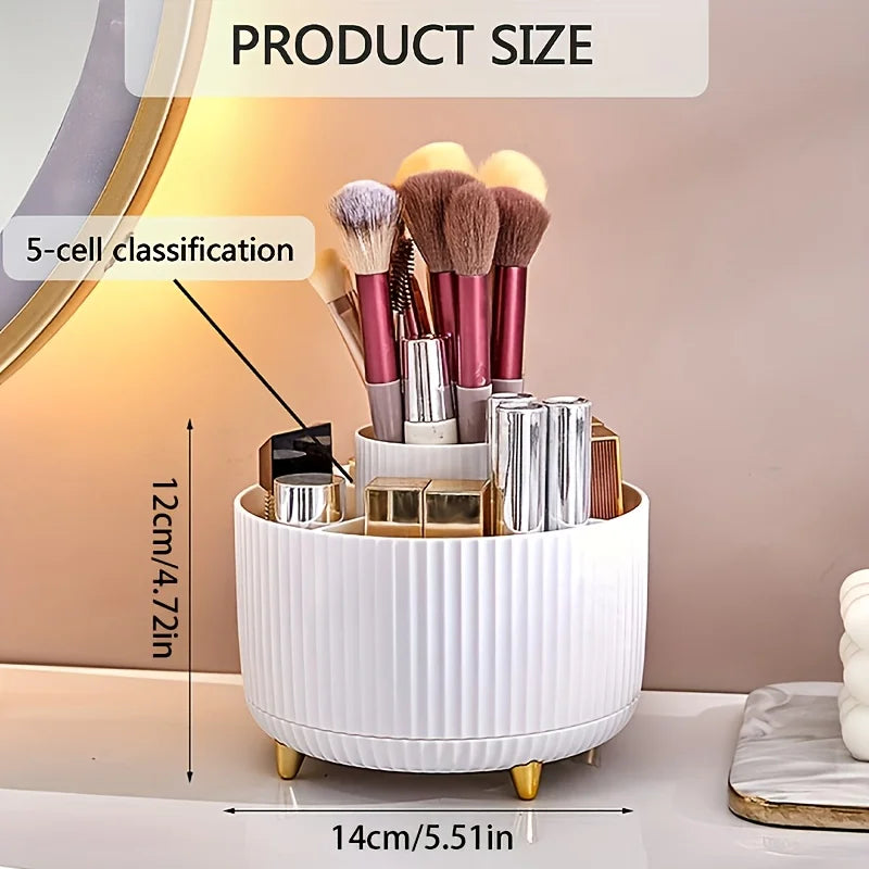 Rotating Pen Holder - 5 Compartment 360 Degree Desk Organizer in ABS Plastic for Pens, Rulers and Scissors, Everstock