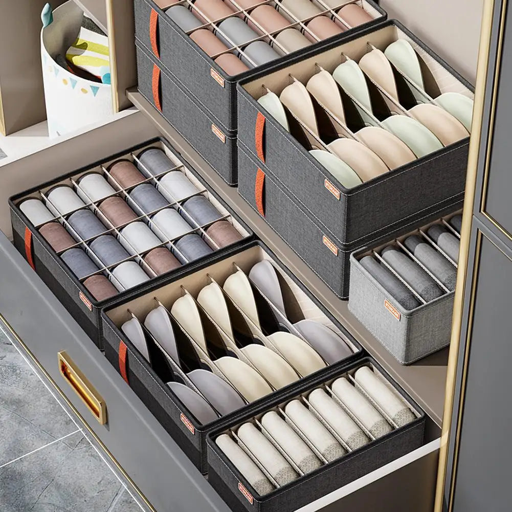 Drawer Underwear Organizer Set - Foldable Oxford Cloth Storage Boxes with 6, 7 or 20 Grids for Wardrobe Socks & Bras, Everstock