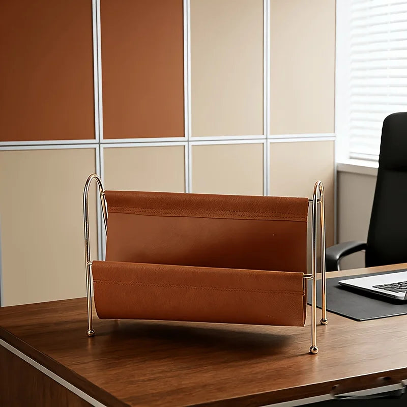 Gold Metal Desktop Organizer - Wire Frame Storage Holder for Home Office Accessories, Everstock