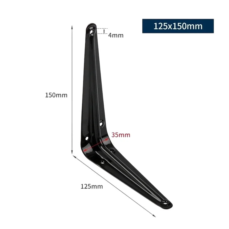 Black Shelf Brackets - Cold-Rolled Steel L-Brackets in 6, 8, 10 and 12 Inch for Wood Board Shelves, Everstock
