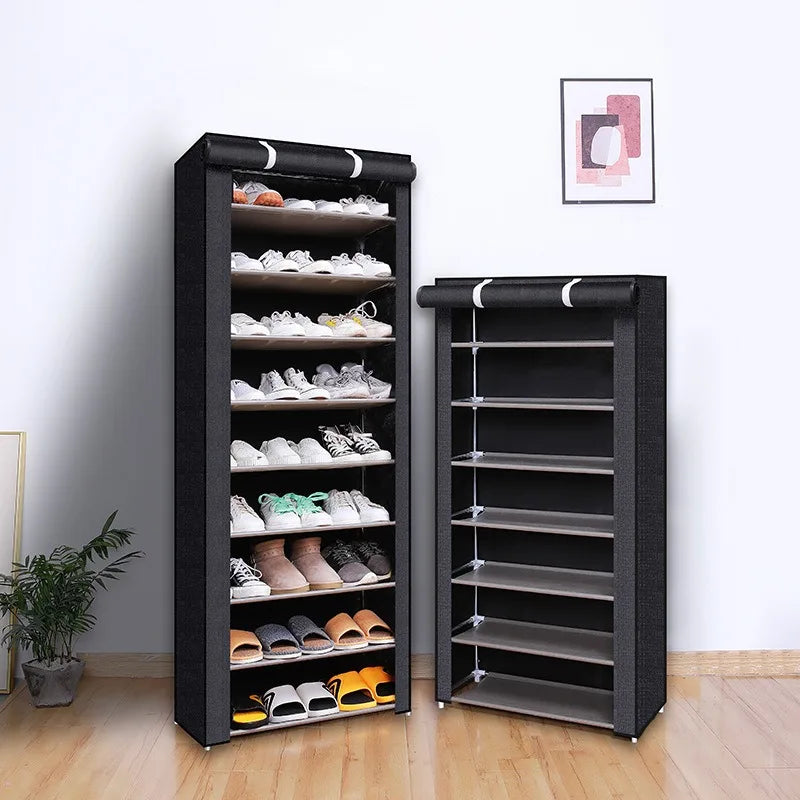 Dustproof Shoe Cabinet - Non-Woven Fabric Shoe Rack with Steel Frame, 5 to 9 Lattices for Entryway Storage, Everstock
