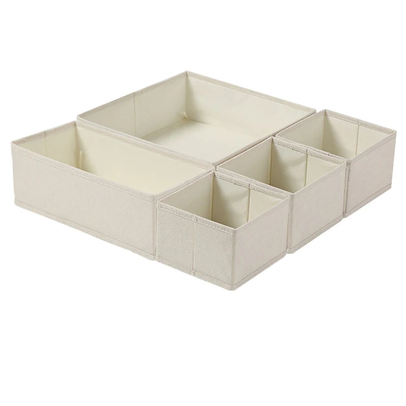 Clothes Storage Basket - Cotton Linen Drawer Organizer for Bras, Socks & Underwear, S, M and L Sizes, Everstock