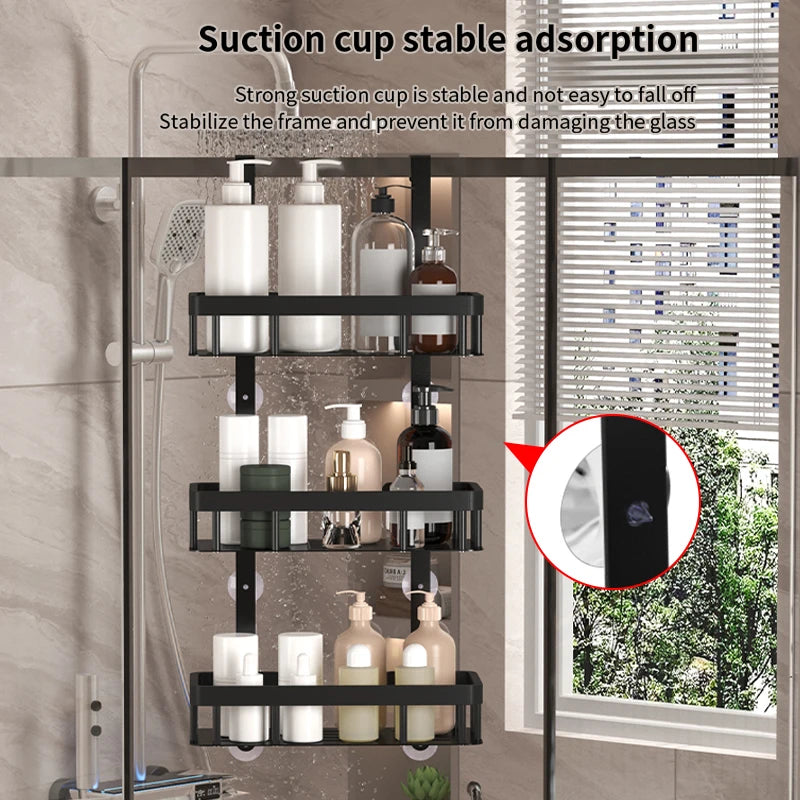 Door-Mounted Shower Storage Rack - Wall Mounted Shower Gel & Supplies Organizer for Bathroom, Everstock
