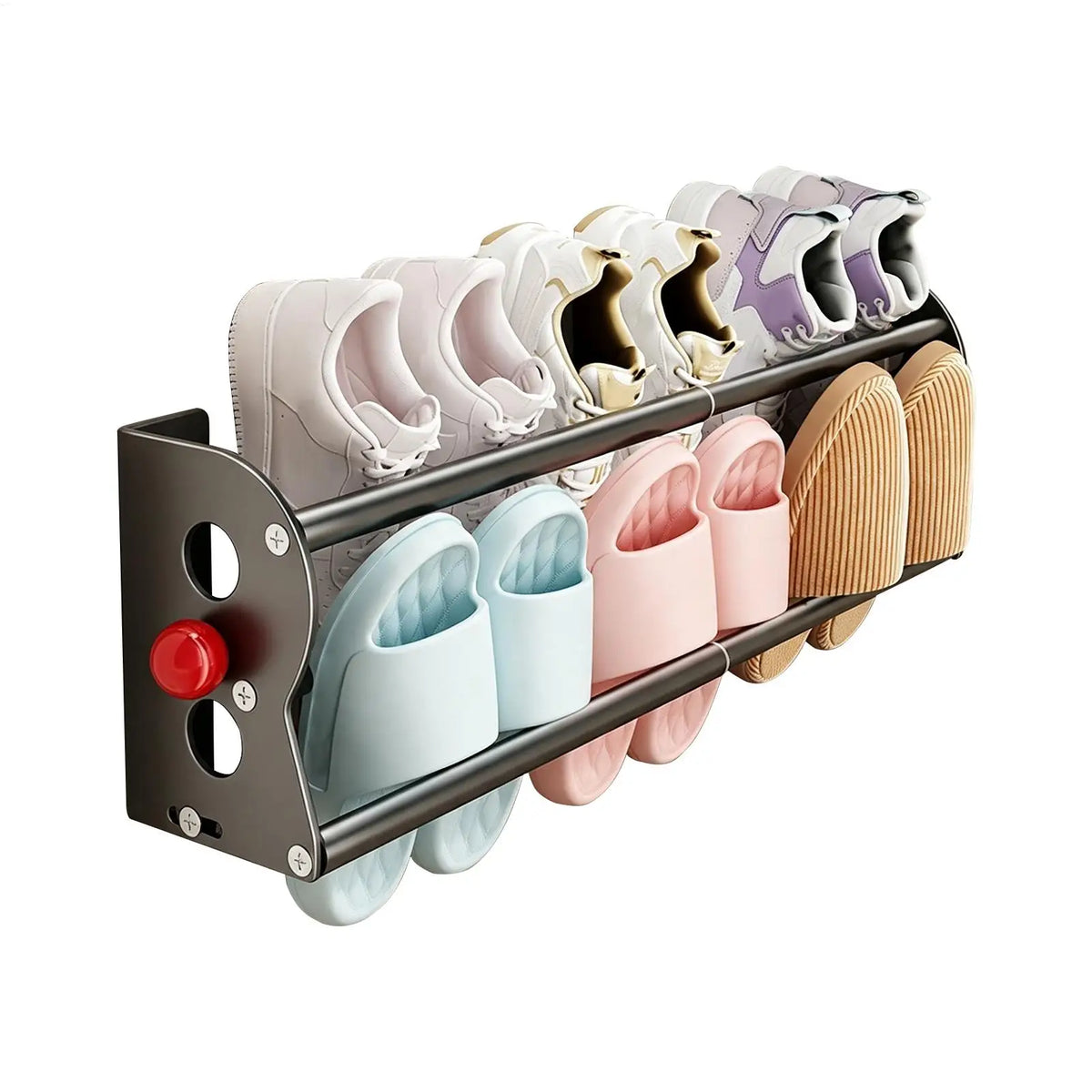 Magnetic Shoe Rack for Metal Doors - Expandable Double-Layer Carbon Steel Organizer, Extends 40-73 cm, Everstock