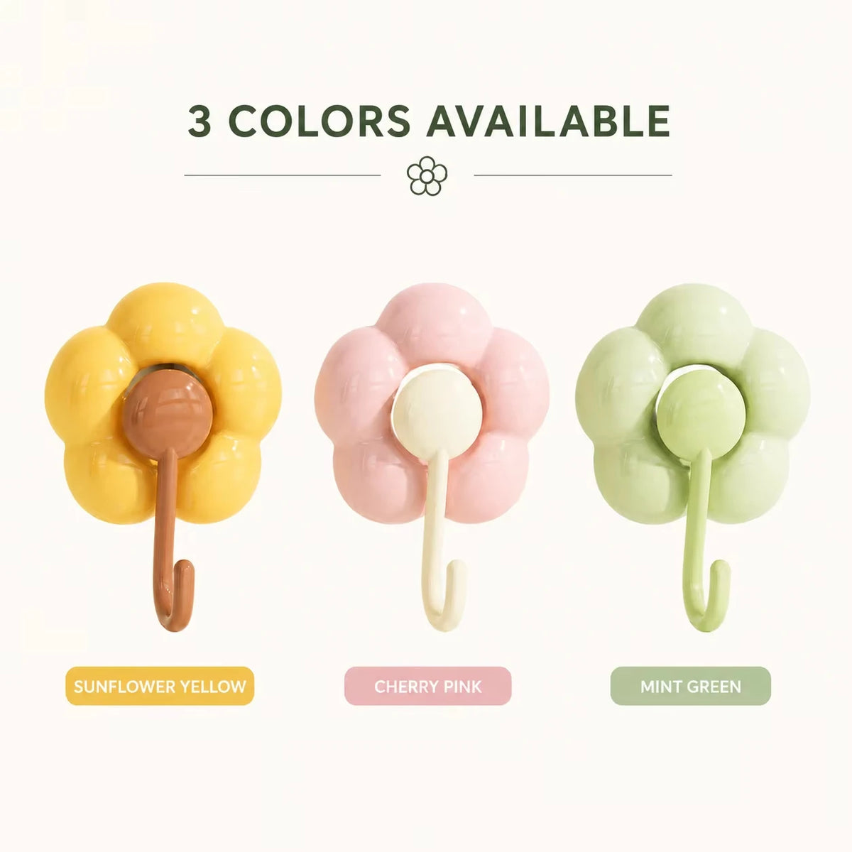 Sunflower Suction Cup Hook - No-Drill PVC Wall Hook for Kitchen, Bathroom and Living Room Tiles, Everstock