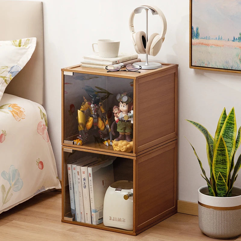 Stackable Storage Cabinet - Bamboo Modular Bedside Organizer with Water-Resistant Finish for Bedroom, Everstock