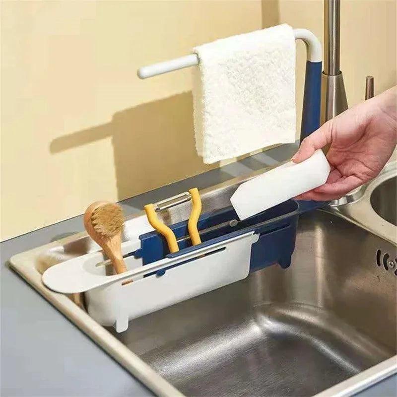Expandable Sink Organizer Rack - Telescopic Shelf for Soap, Sponges & Towels Over the Faucet, Kitchen, Everstock