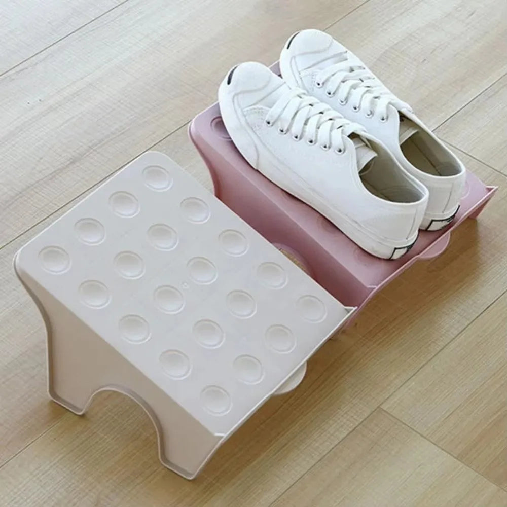 Double-Layer Shoe Holder - Space-Saving PP Plastic Shoe Rack Stacker for Shoe Cabinets and Entryway Shelves, Everstock